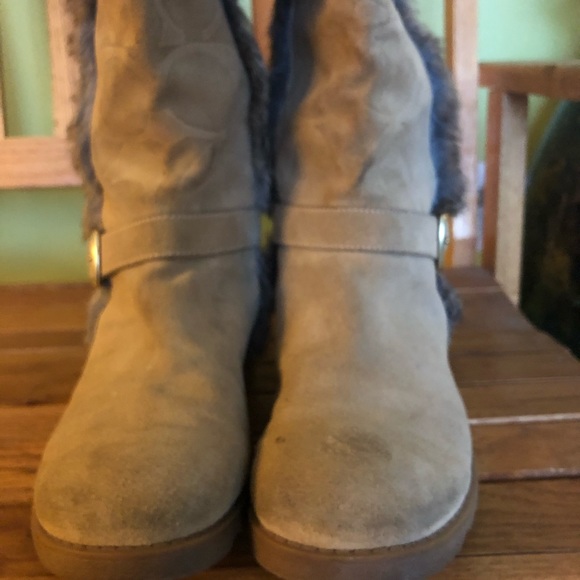 Coach signature DEENN Fur trimmed boots Beige tan - Picture 4 of 8